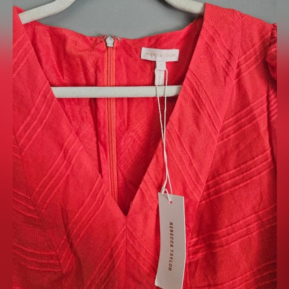 Rebecca Taylor Coral Puff Sleeve Peplum Blouse - Picture 7 of 8